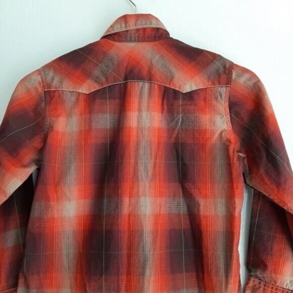 WRANGLER Western Pearl Snap Button Plaid Shirt Kids Sz M - Picture 9 of 11
